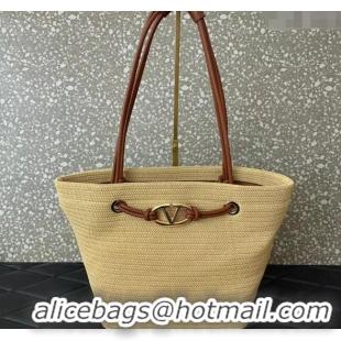 Well Crafted Valentino Escape Large Raffia Straw Shopping bag 0990L Beige 2024