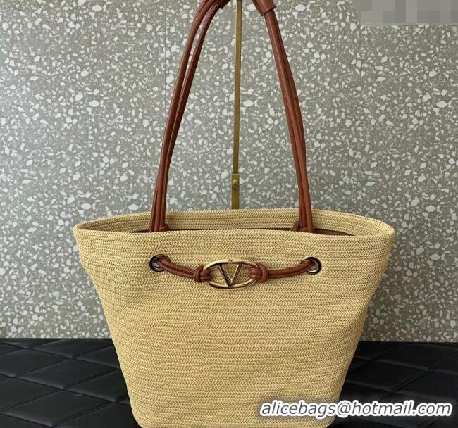 Well Crafted Valentino Escape Large Raffia Straw Shopping bag 0990L Beige 2024