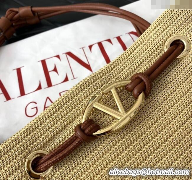 Well Crafted Valentino Escape Large Raffia Straw Shopping bag 0990L Beige 2024