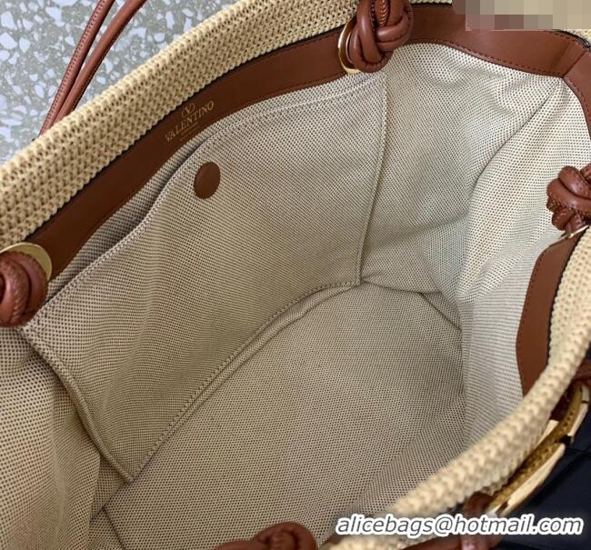 Well Crafted Valentino Escape Large Raffia Straw Shopping bag 0990L Beige 2024