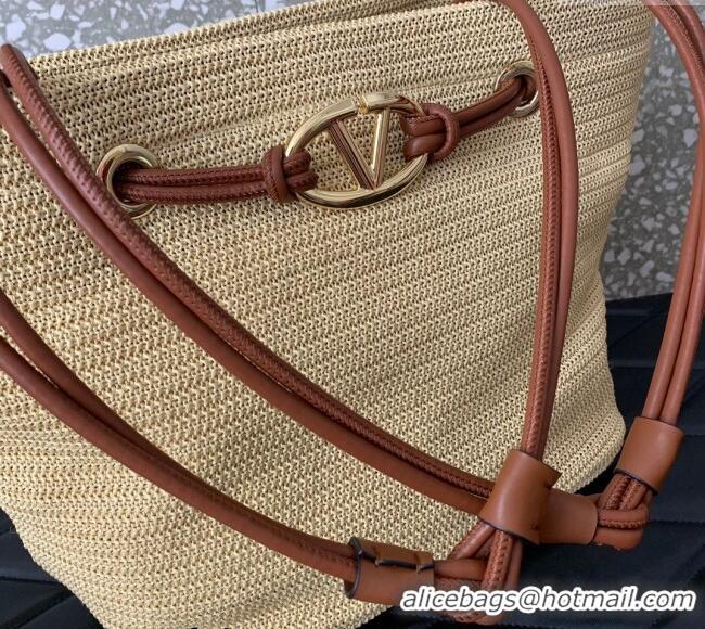 Well Crafted Valentino Escape Large Raffia Straw Shopping bag 0990L Beige 2024