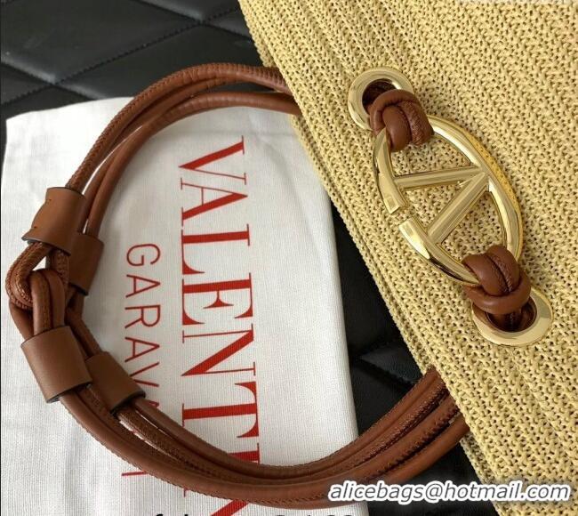 Reasonable Price Valentino Escape Small Raffia Straw Shopping bag 0990S Beige 2024