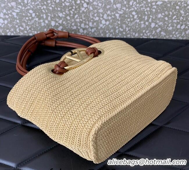 Reasonable Price Valentino Escape Small Raffia Straw Shopping bag 0990S Beige 2024