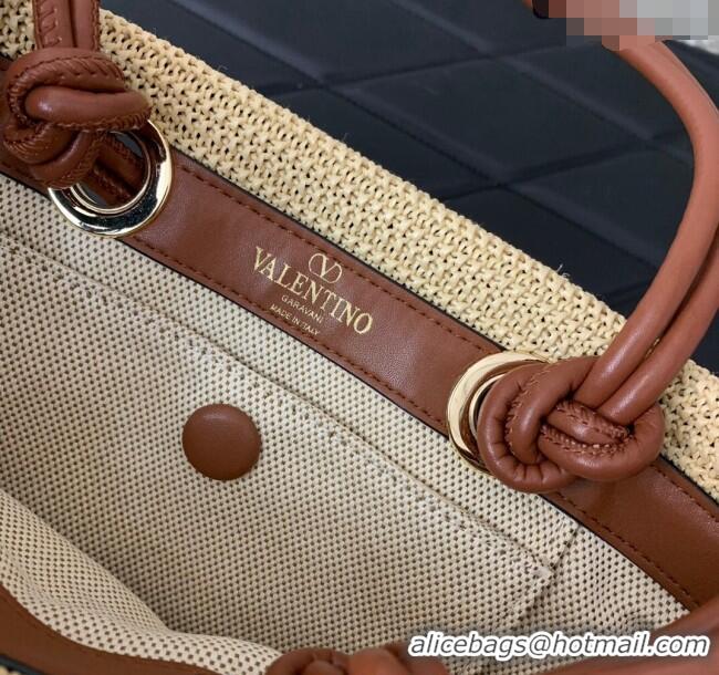 Reasonable Price Valentino Escape Small Raffia Straw Shopping bag 0990S Beige 2024