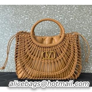 Best Design Valentino AllKnots Woven Leather Shopper Tote bag 0997 Brown 2024