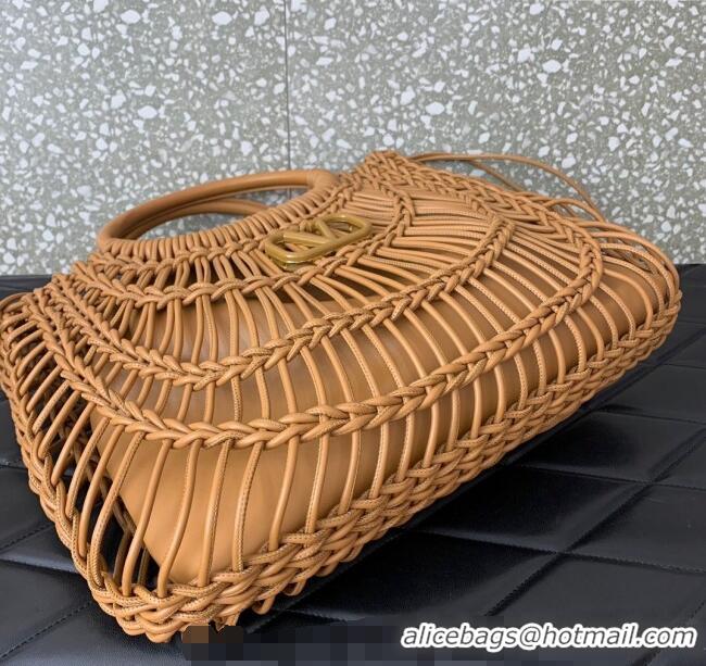 Best Design Valentino AllKnots Woven Leather Shopper Tote bag 0997 Brown 2024