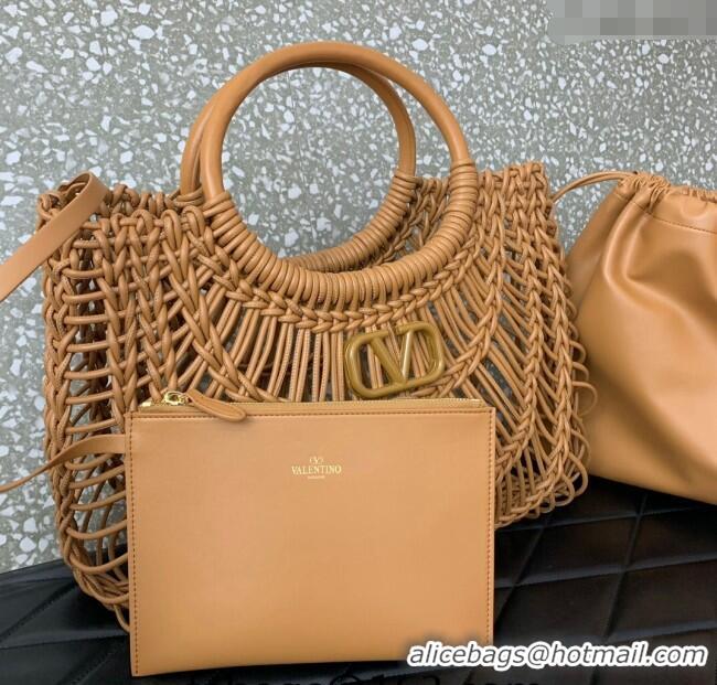 Best Design Valentino AllKnots Woven Leather Shopper Tote bag 0997 Brown 2024