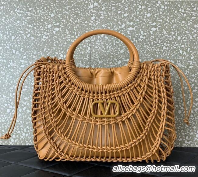 Best Design Valentino AllKnots Woven Leather Shopper Tote bag 0997 Brown 2024