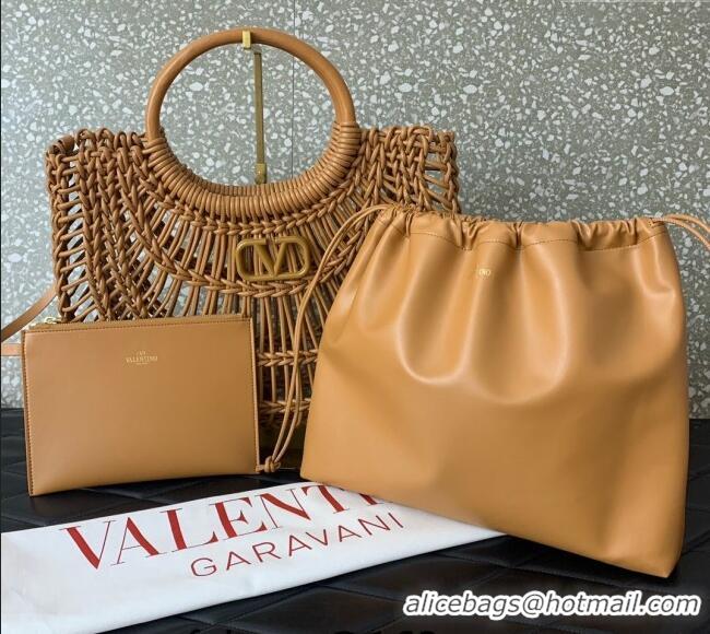 Best Design Valentino AllKnots Woven Leather Shopper Tote bag 0997 Brown 2024