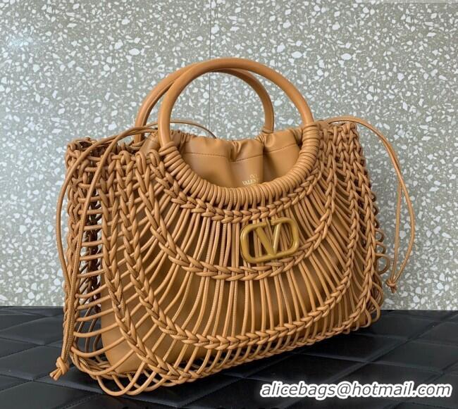 Best Design Valentino AllKnots Woven Leather Shopper Tote bag 0997 Brown 2024