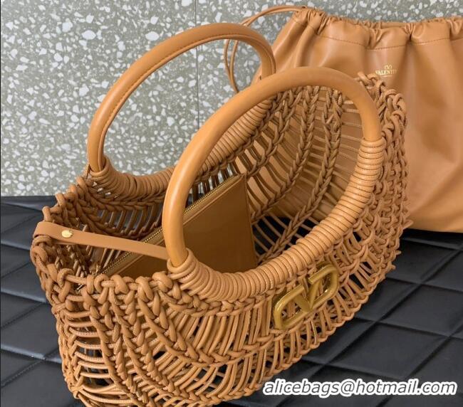 Best Design Valentino AllKnots Woven Leather Shopper Tote bag 0997 Brown 2024