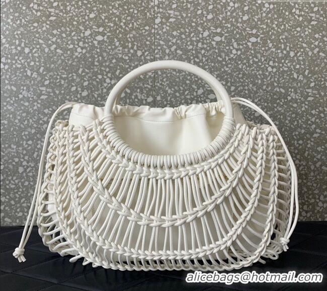 Best Design Valentino AllKnots Woven Leather Shopper Tote bag 0997 White 2024