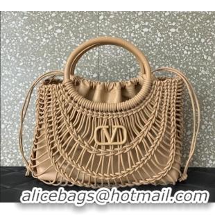 Well Crafted Valentino AllKnots Woven Leather Shopper Tote bag 0997 Beige 2024