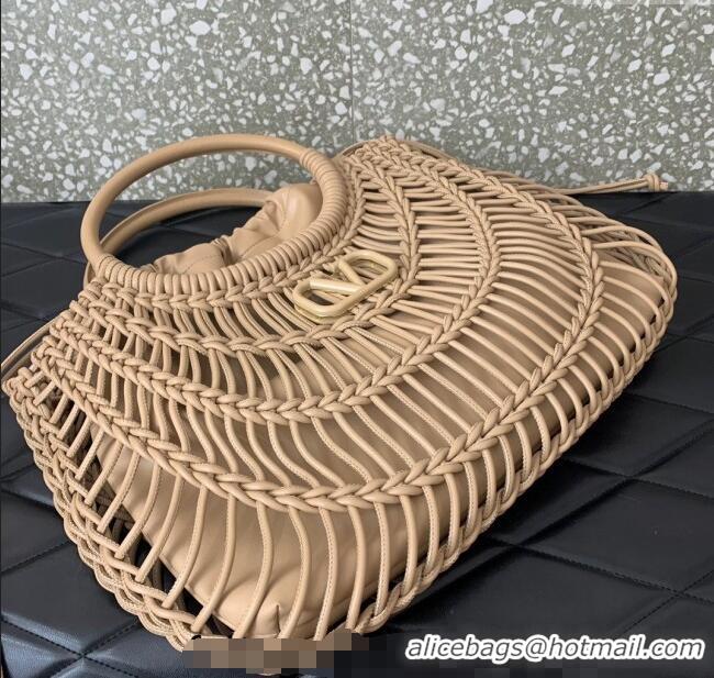 Well Crafted Valentino AllKnots Woven Leather Shopper Tote bag 0997 Beige 2024
