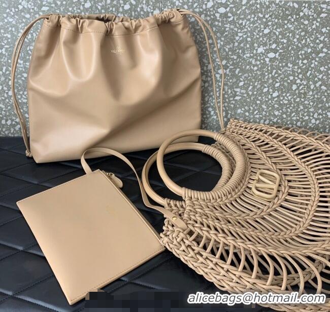 Well Crafted Valentino AllKnots Woven Leather Shopper Tote bag 0997 Beige 2024