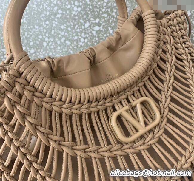 Well Crafted Valentino AllKnots Woven Leather Shopper Tote bag 0997 Beige 2024