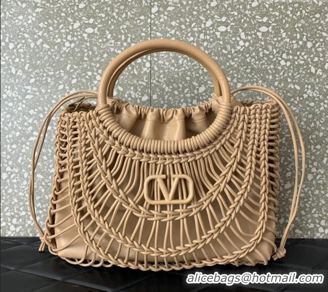 Well Crafted Valentino AllKnots Woven Leather Shopper Tote bag 0997 Beige 2024