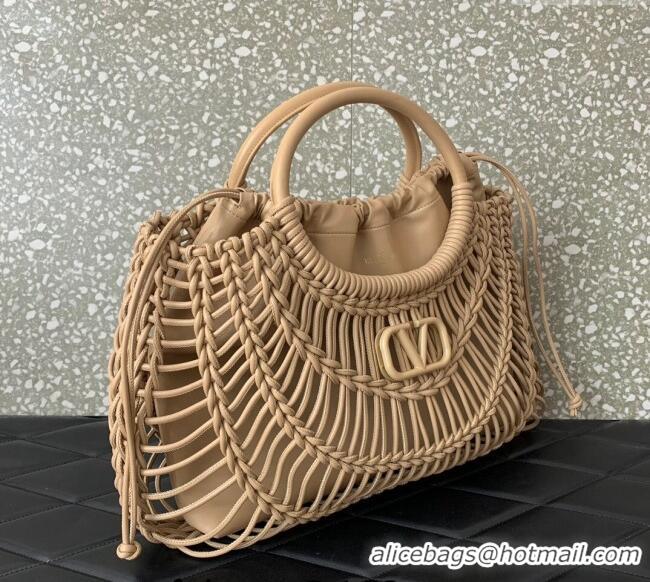Well Crafted Valentino AllKnots Woven Leather Shopper Tote bag 0997 Beige 2024
