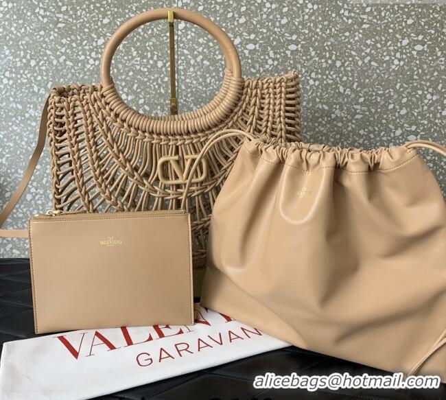 Well Crafted Valentino AllKnots Woven Leather Shopper Tote bag 0997 Beige 2024