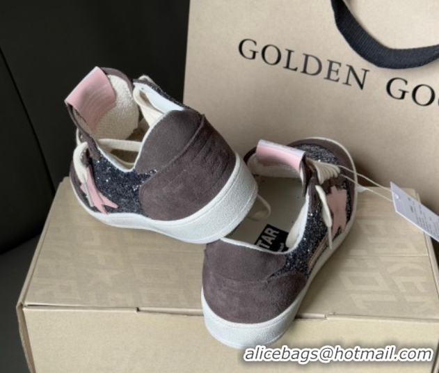 Best Price Golden Goose Women’s Ball Star in grey glitter with brown suede inserts and pink star 0902093