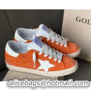 Top Grade Golden Goose Women’s Super-Star in orange suede with white leather star and heel tab 0902096