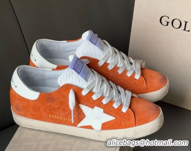Top Grade Golden Goose Women’s Super-Star in orange suede with white leather star and heel tab 0902096