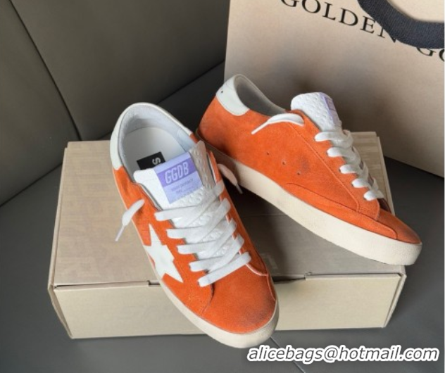 Top Grade Golden Goose Women’s Super-Star in orange suede with white leather star and heel tab 0902096