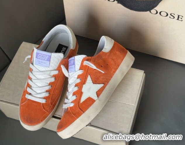 Top Grade Golden Goose Women’s Super-Star in orange suede with white leather star and heel tab 0902096