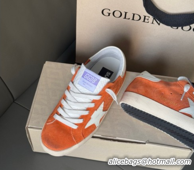 Top Grade Golden Goose Women’s Super-Star in orange suede with white leather star and heel tab 0902096