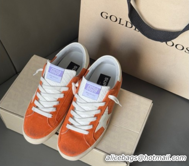 Top Grade Golden Goose Women’s Super-Star in orange suede with white leather star and heel tab 0902096