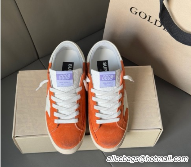 Top Grade Golden Goose Women’s Super-Star in orange suede with white leather star and heel tab 0902096