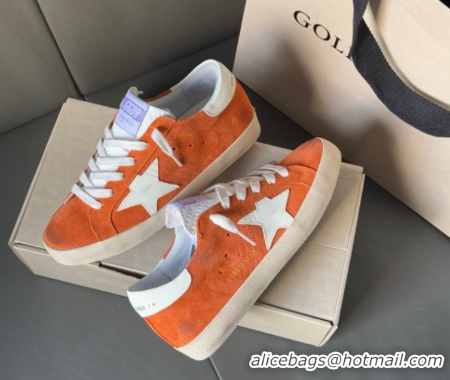 Top Grade Golden Goose Women’s Super-Star in orange suede with white leather star and heel tab 0902096