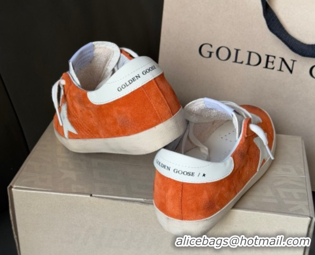 Top Grade Golden Goose Women’s Super-Star in orange suede with white leather star and heel tab 0902096
