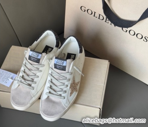 Good Quality Golden Goose Women's Super-Star with gold star and black glitter heel tab 0902097