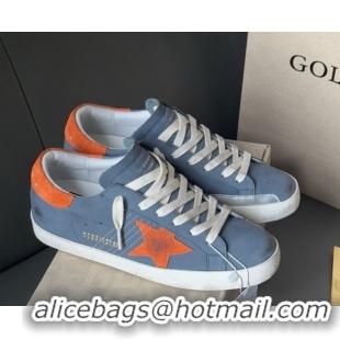 Low Cost Golden Goose Women's Super Star in blue nubuck with orange suede star and heel tab 0902100