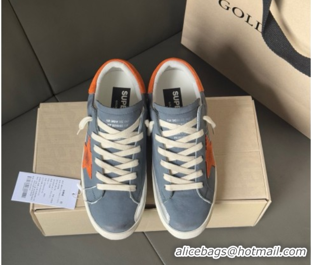 Low Cost Golden Goose Women's Super Star in blue nubuck with orange suede star and heel tab 0902100