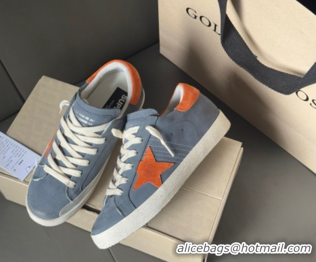 Low Cost Golden Goose Women's Super Star in blue nubuck with orange suede star and heel tab 0902100