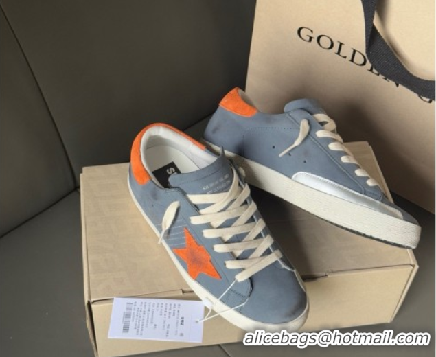 Low Cost Golden Goose Women's Super Star in blue nubuck with orange suede star and heel tab 0902100