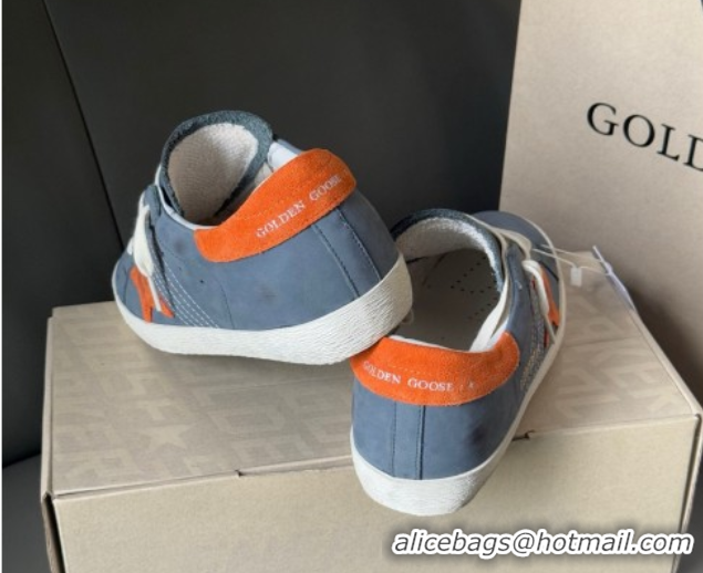 Low Cost Golden Goose Women's Super Star in blue nubuck with orange suede star and heel tab 0902100