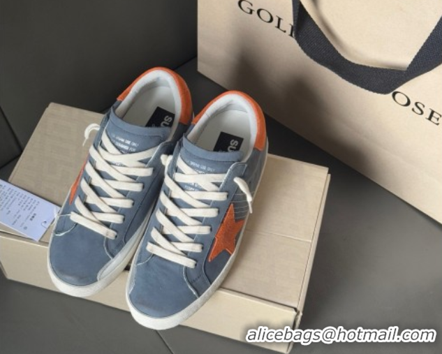 Low Cost Golden Goose Women's Super Star in blue nubuck with orange suede star and heel tab 0902100