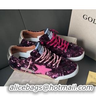 Best Product Golden Goose Women's True-Star in purple sequins with pink star and silver leather heel tab 0902105