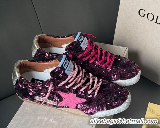 Best Product Golden Goose Women's True-Star in purple sequins with pink star and silver leather heel tab 0902105