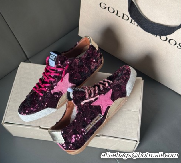 Best Product Golden Goose Women's True-Star in purple sequins with pink star and silver leather heel tab 0902105