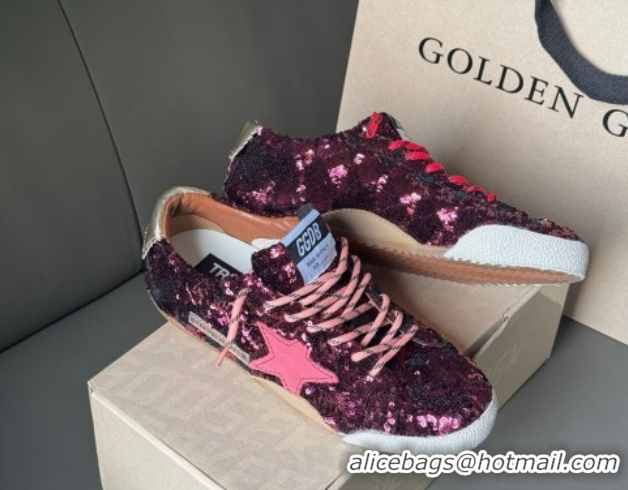 Best Product Golden Goose Women's True-Star in purple sequins with pink star and silver leather heel tab 0902105