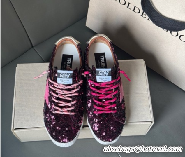 Best Product Golden Goose Women's True-Star in purple sequins with pink star and silver leather heel tab 0902105