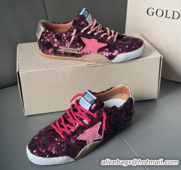 Best Product Golden Goose Women's True-Star in purple sequins with pink star and silver leather heel tab 0902105