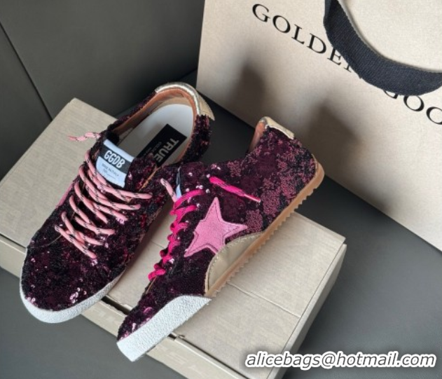 Best Product Golden Goose Women's True-Star in purple sequins with pink star and silver leather heel tab 0902105