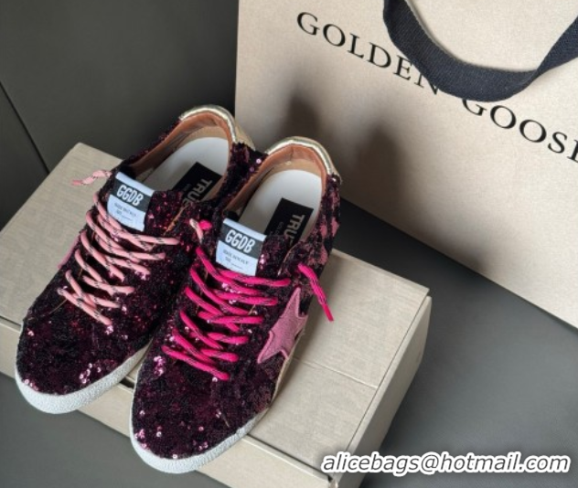 Best Product Golden Goose Women's True-Star in purple sequins with pink star and silver leather heel tab 0902105