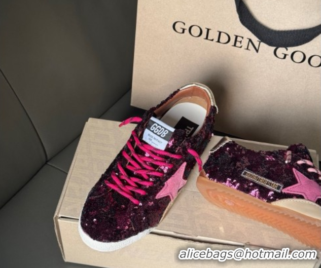 Best Product Golden Goose Women's True-Star in purple sequins with pink star and silver leather heel tab 0902105