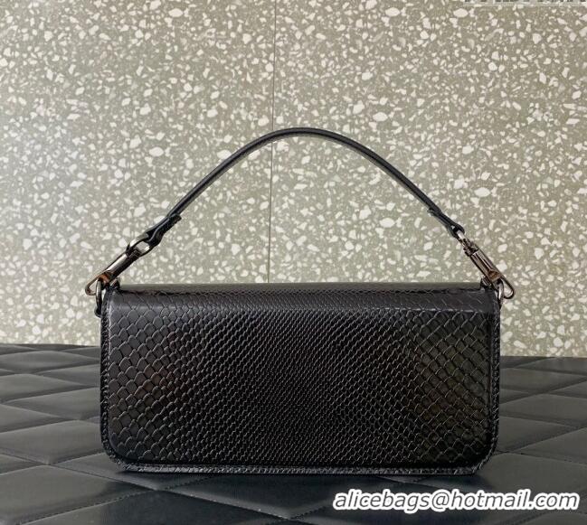 Promotional Valentino Loco Medium Shoulder Bag in Snakeskin Embossed Leather with Strass VLTN6030 Black 2024